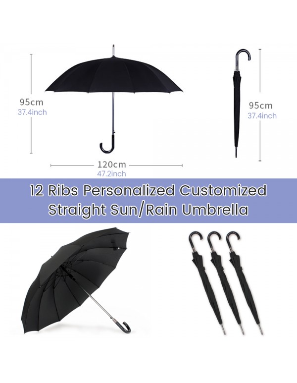 47.2 Inch Susino Umbrellas Customized Stick Sun/Rain Umbrella DIY Umbrella With Picture Text Image Or Logo 12 Ribs Golf umbrella