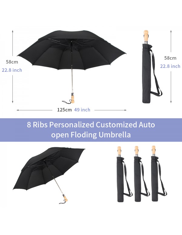 Customized  49 inch umbrellas, auto open  folding windproof umbrella, waterproof and protective portable umbrella, 8 Ribs tough and not easy to bend, with umbrella cover