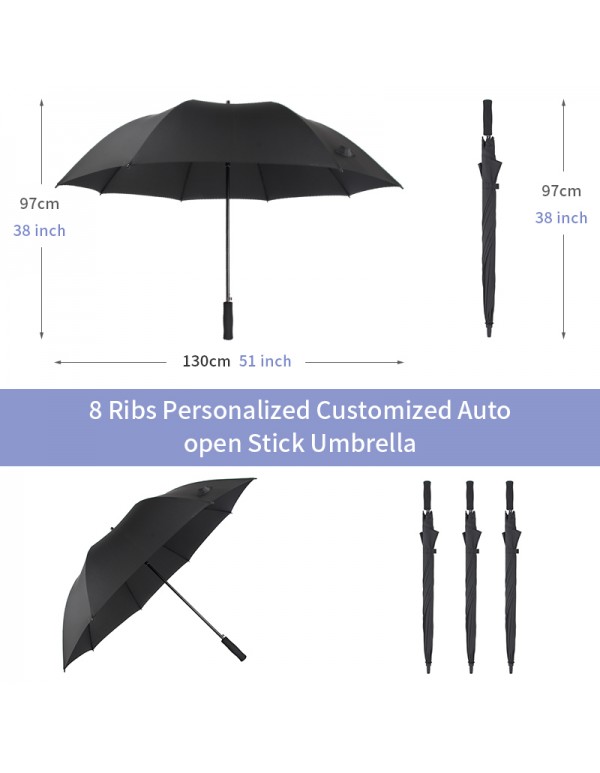 51 In Large Golf Windproof Umbrella customized Long Stick Umbrella for Men and Women,Automatic Open, 8 Ribs Umbrella  for Rain & Wind  Umbrellas