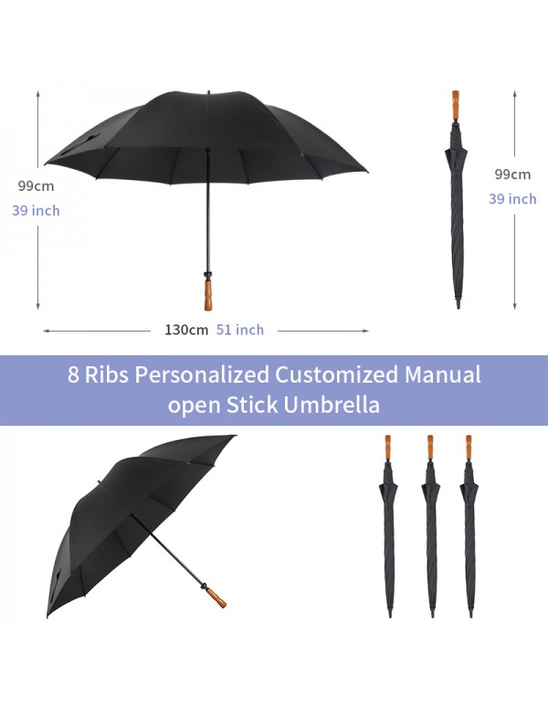 49 In  Long Stick Umbrella for Men and Women, custom 8 Ribs Double Strong Umbrella  for Outdoor Use, Rain & Wind Resistant Umbrellas