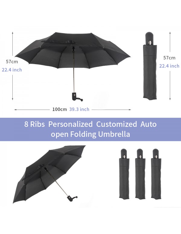 39.3 inch umbrella, Custom  umbrellas, automatic folding windproof umbrella, waterproof and durable, compact, portable and light, 8 Ribs folding umbrellas with umbrella cover