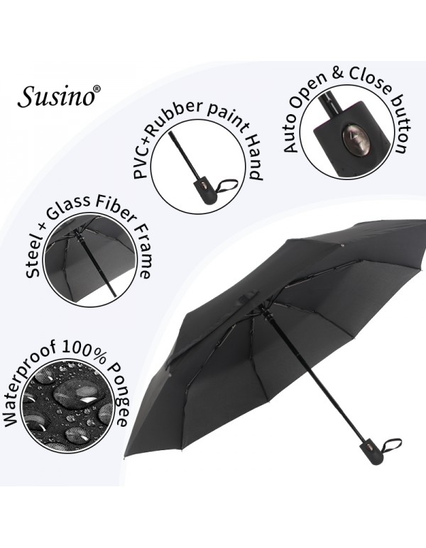 38 inch Customized umbrellas, Auto Open/Close folding windproof umbrella, waterproof and protective portable umbrella, 8 Ribs tough and not easy to bend, with umbrella cover