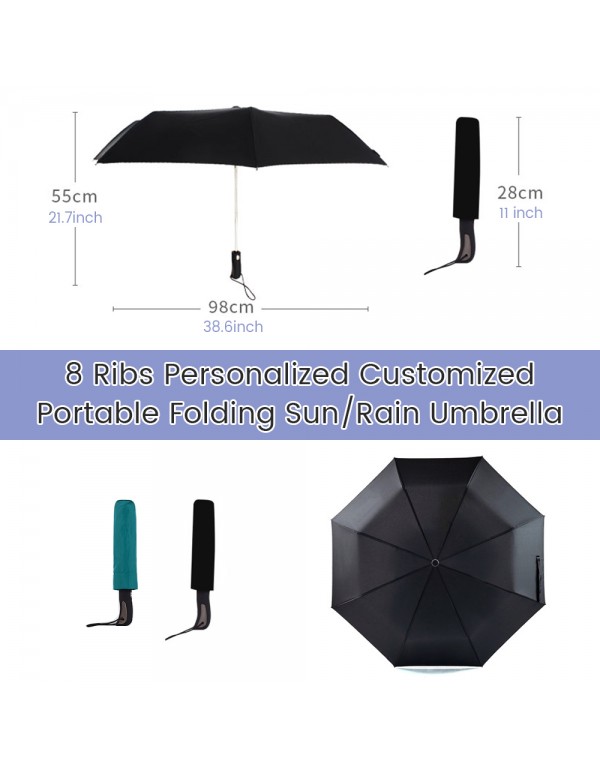 38.6 Inch Auto Open and auto Close  Susino Umbrellas Customized Folding Sunny /Rainy Umbrella DIY Umbrella With Picture Text Image Or Logo 8 Ribs 